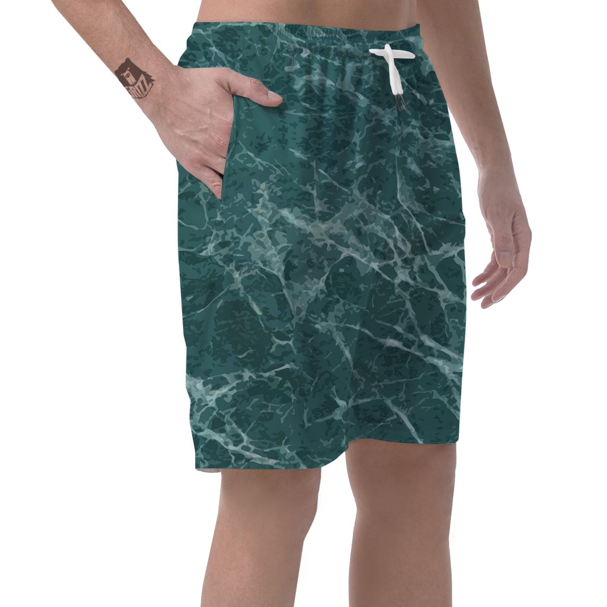 Green Malachite Marble Men's Shorts-grizzshop