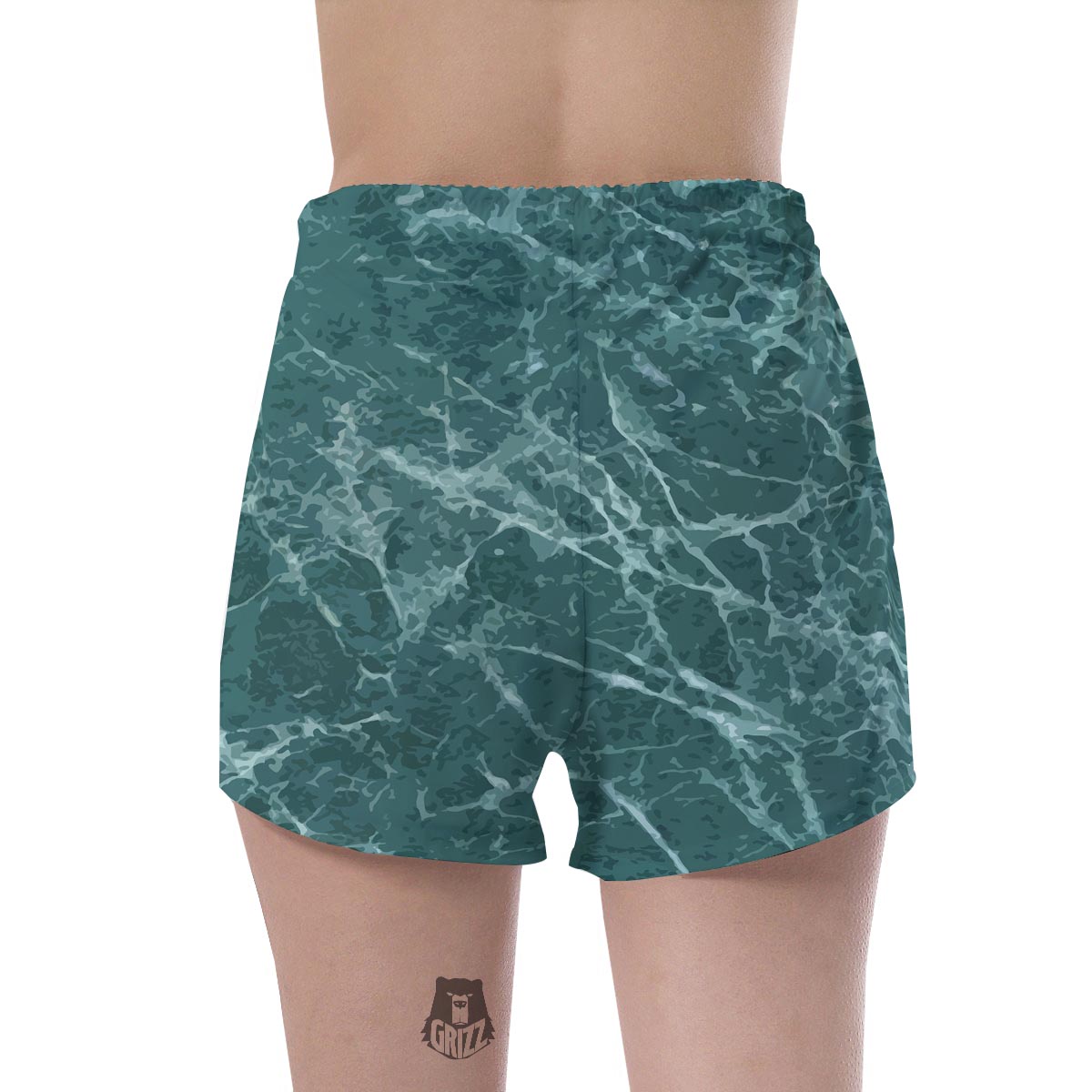 Green Malachite Marble Women's Shorts-grizzshop