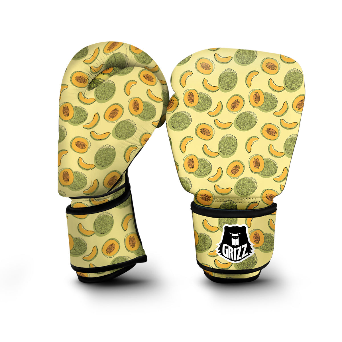 Green Melon Yellow Print Pattern Boxing Gloves-grizzshop