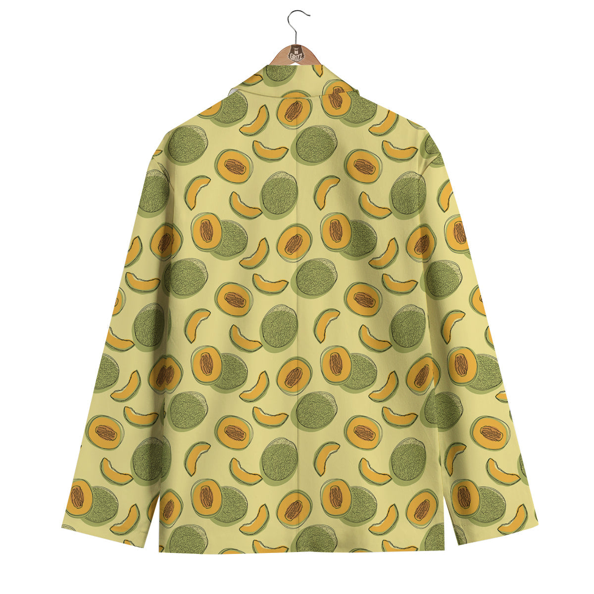 Green Melon Yellow Print Pattern Men's Blazer-grizzshop