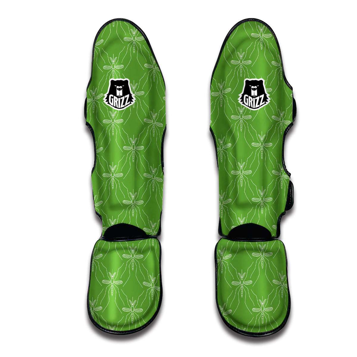 Green Mosquito Print Pattern Muay Thai Shin Guards-grizzshop