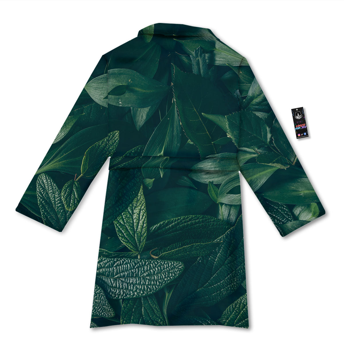 Green Natural Leaf Print Bathrobe-grizzshop
