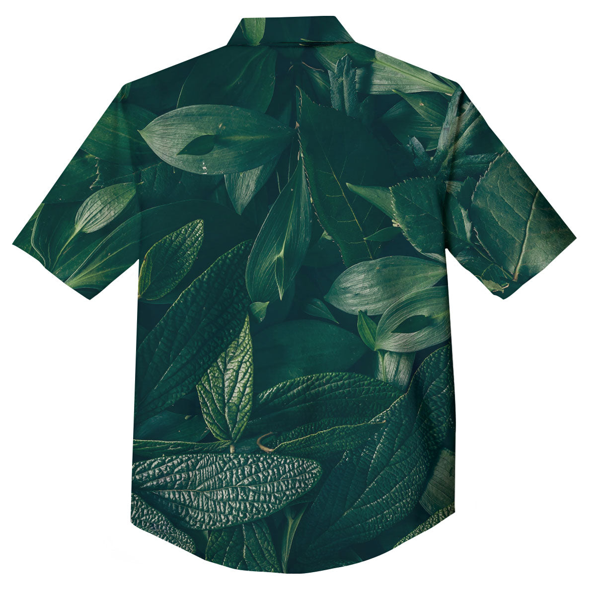 Green Natural Leaf Print Button Up Shirt-grizzshop