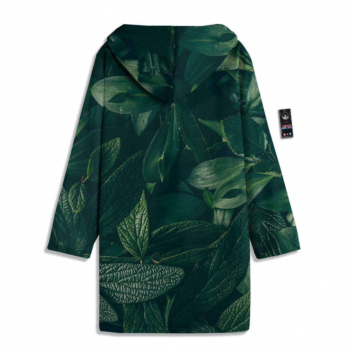 Green Natural Leaf Print Men's Windbreaker Jacket-grizzshop