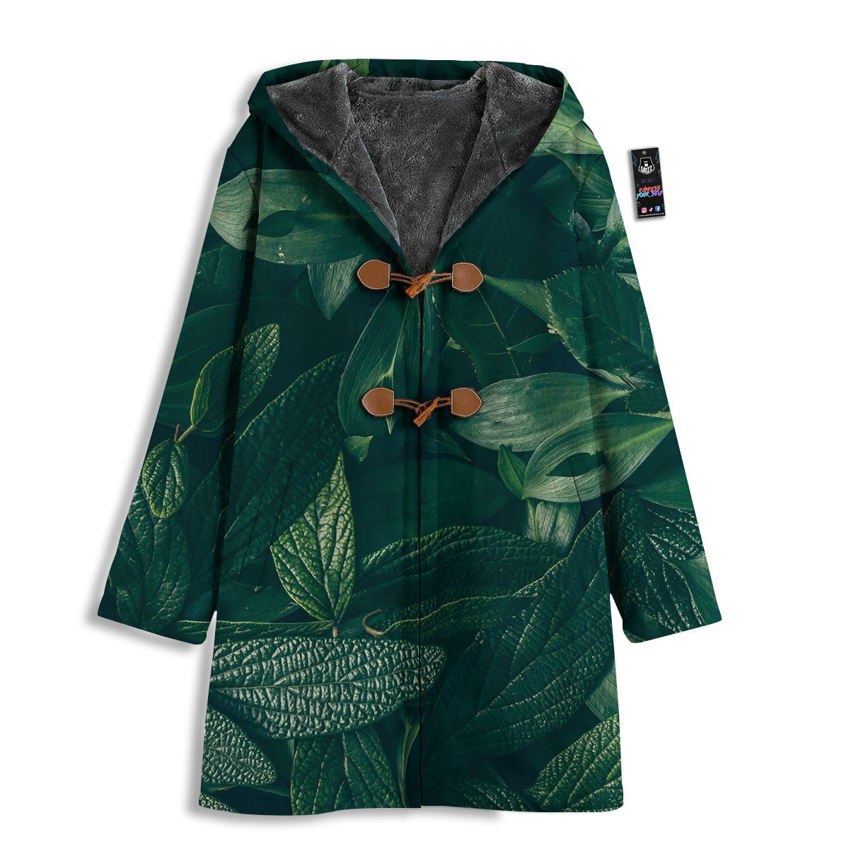Green Natural Leaf Print Men's Windbreaker Jacket-grizzshop