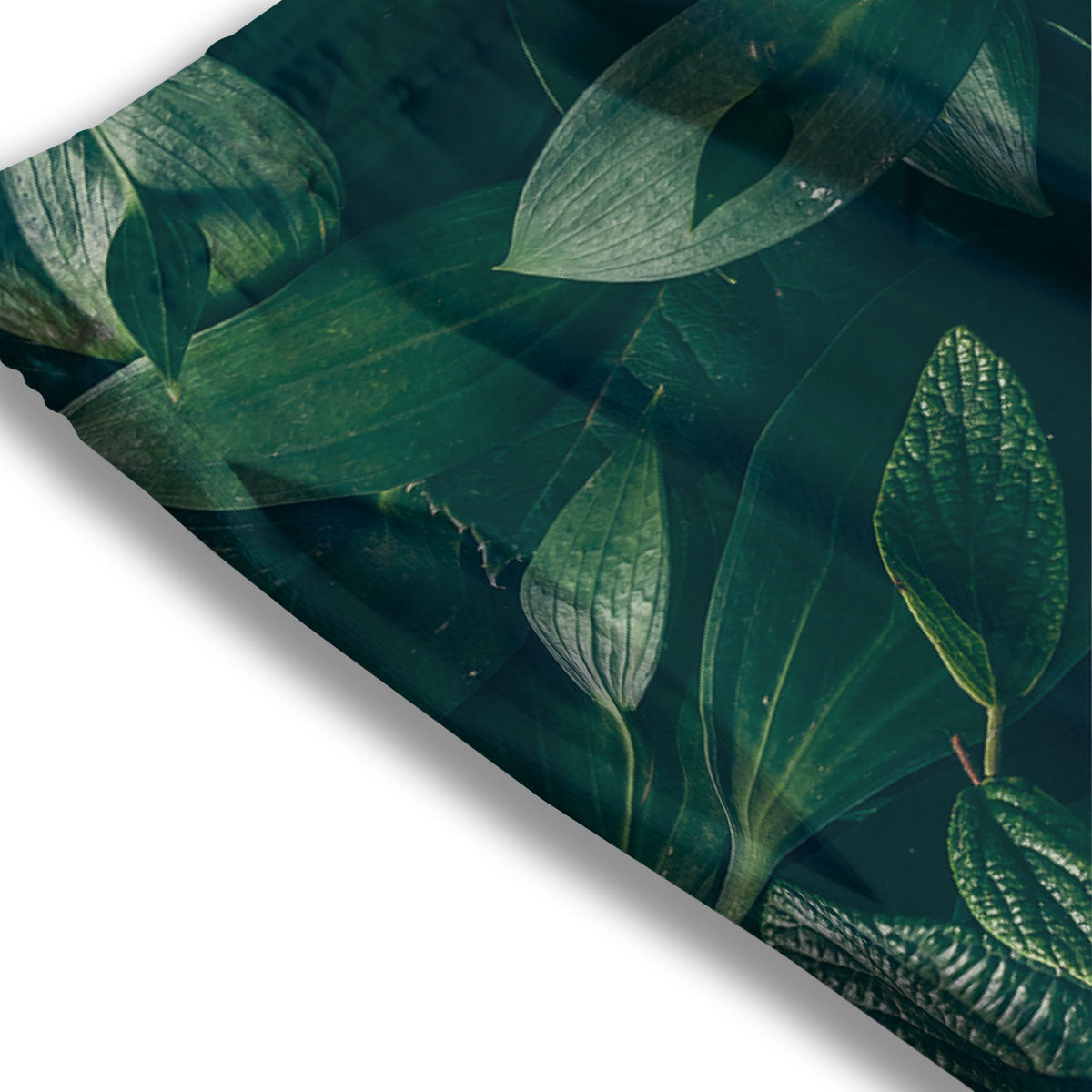 Green Natural Leaf Print Mesh Shorts