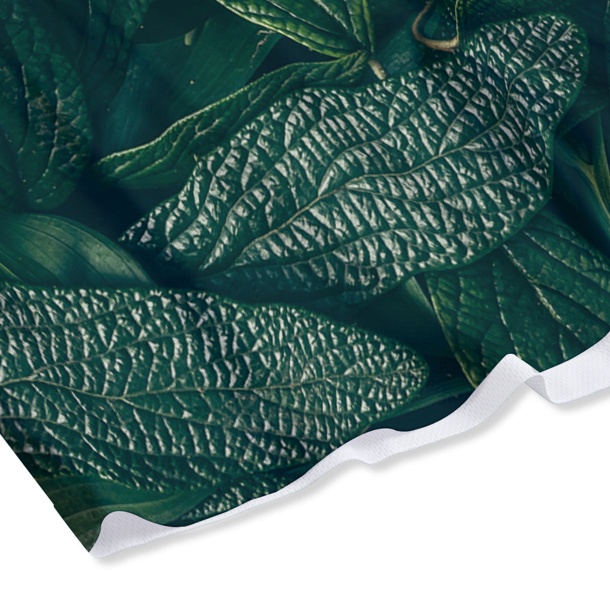 Green Natural Leaf Print Mesh Shorts