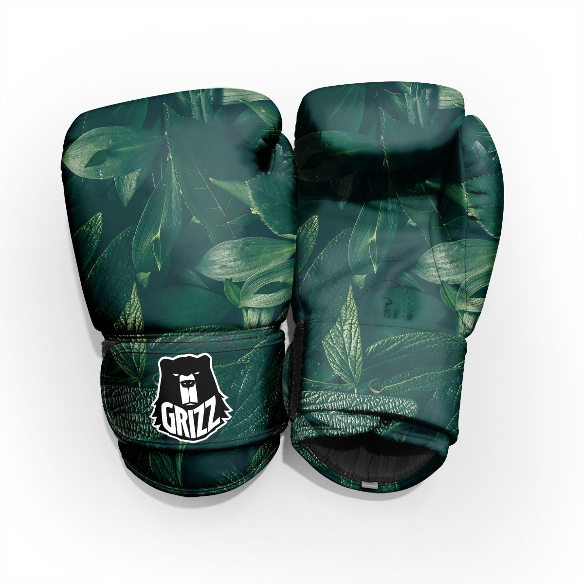Green Natural Leaf Print Pro Boxing Glove