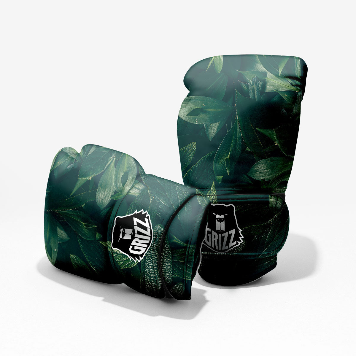 Green Natural Leaf Print Pro Boxing Glove