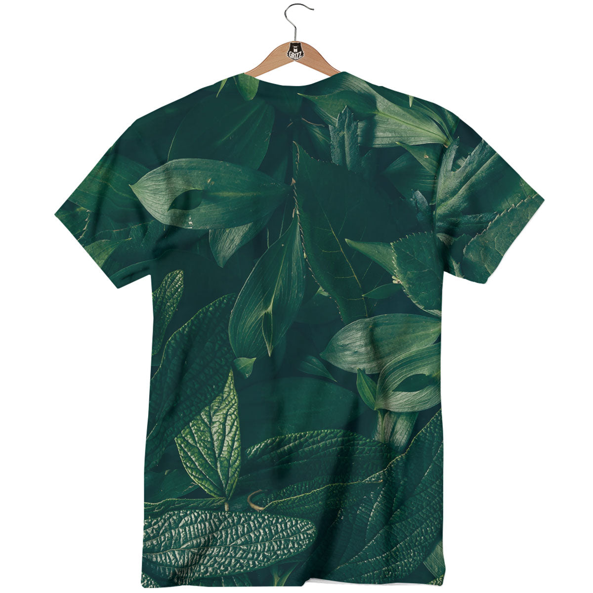 Green Natural Leaf Print T-Shirt-grizzshop