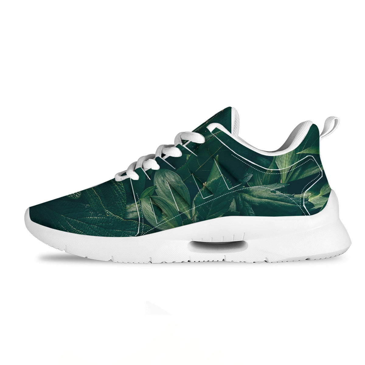 Green Natural Leaf Print Tennis Shoes-grizzshop