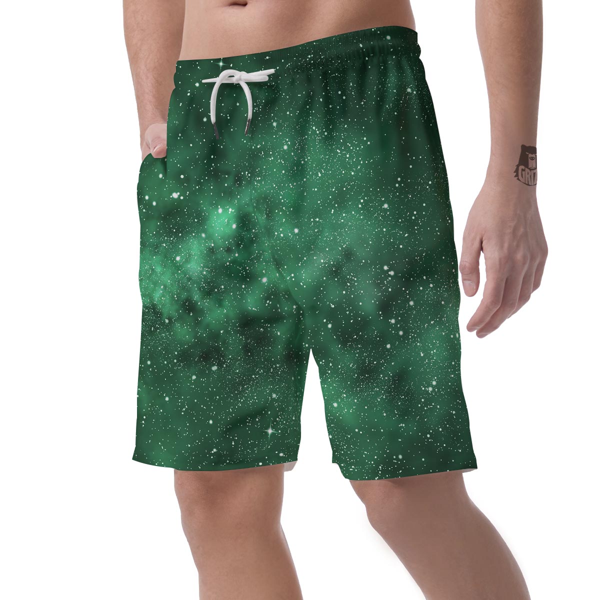 Green Nebula Galaxy Men's Shorts-grizzshop