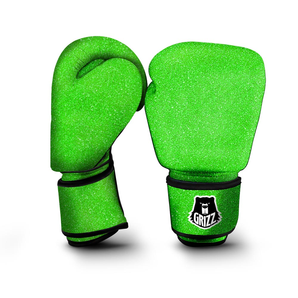 Green Neon Glitter Artwork Print Boxing Gloves-grizzshop