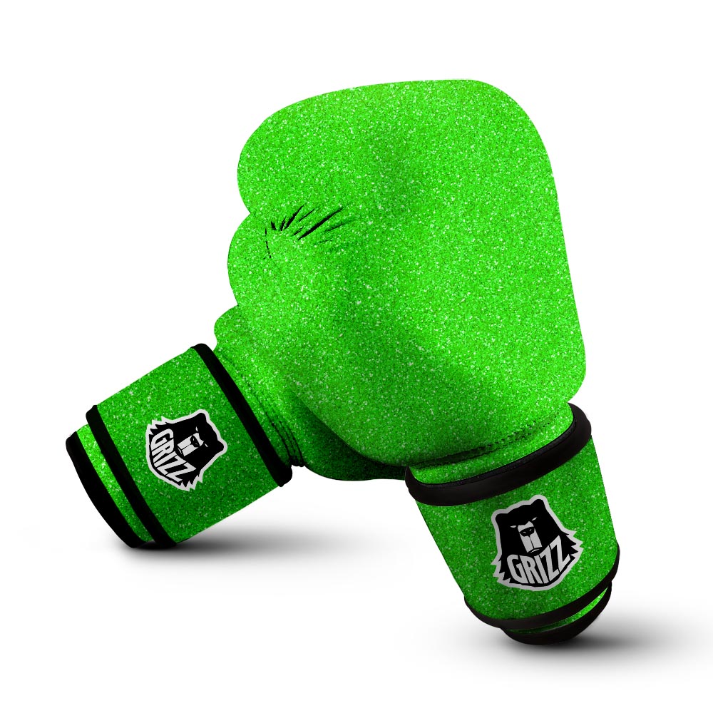 Green Neon Glitter Artwork Print Boxing Gloves-grizzshop