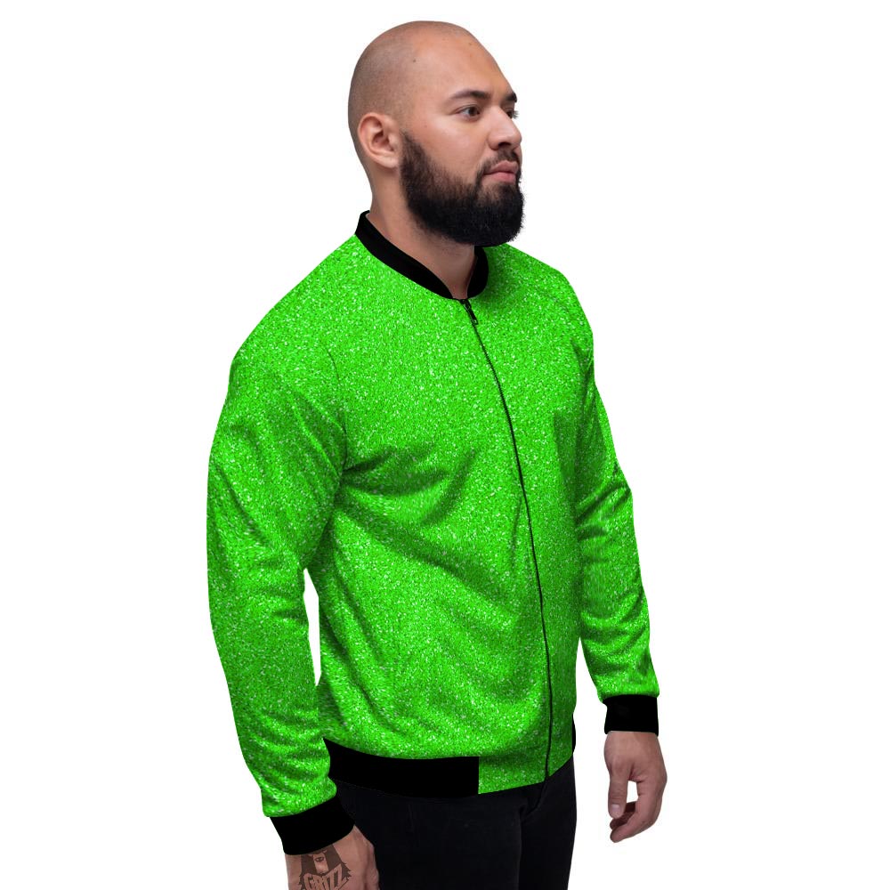 Green Neon Glitter Artwork Print Men's Bomber Jacket-grizzshop