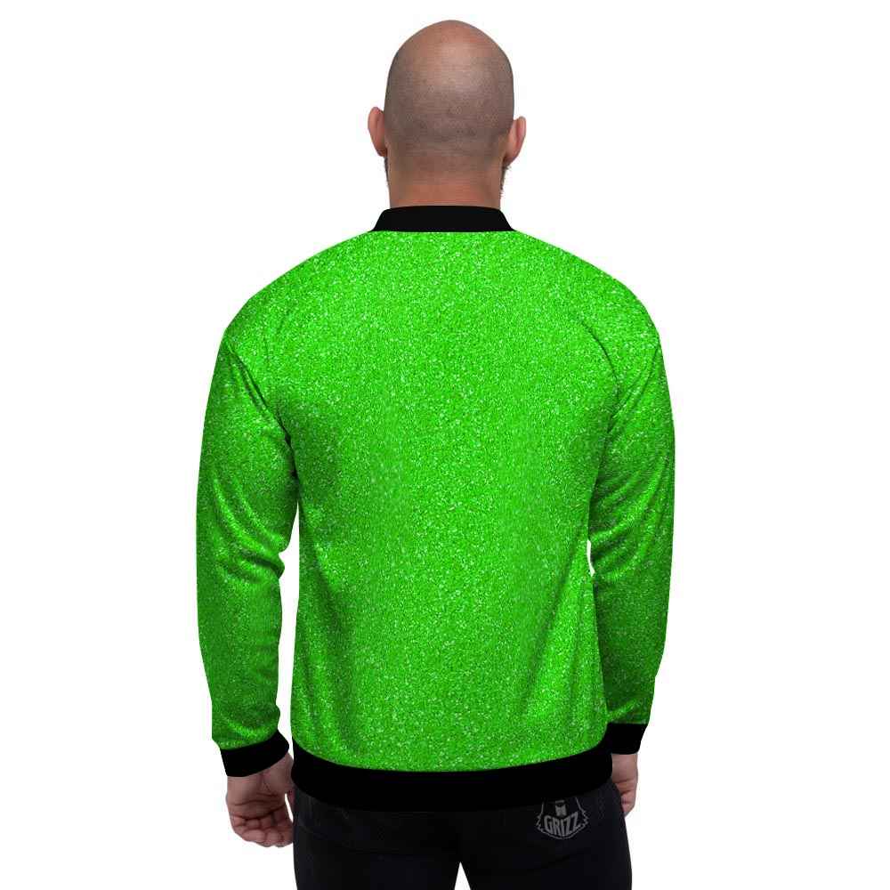 Green Neon Glitter Artwork Print Men's Bomber Jacket-grizzshop