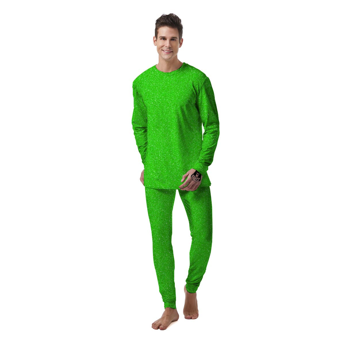 Green Neon Glitter Artwork Print Men's Pajamas-grizzshop