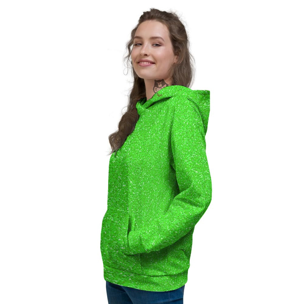 Green Neon Glitter Artwork Print Women's Hoodie-grizzshop