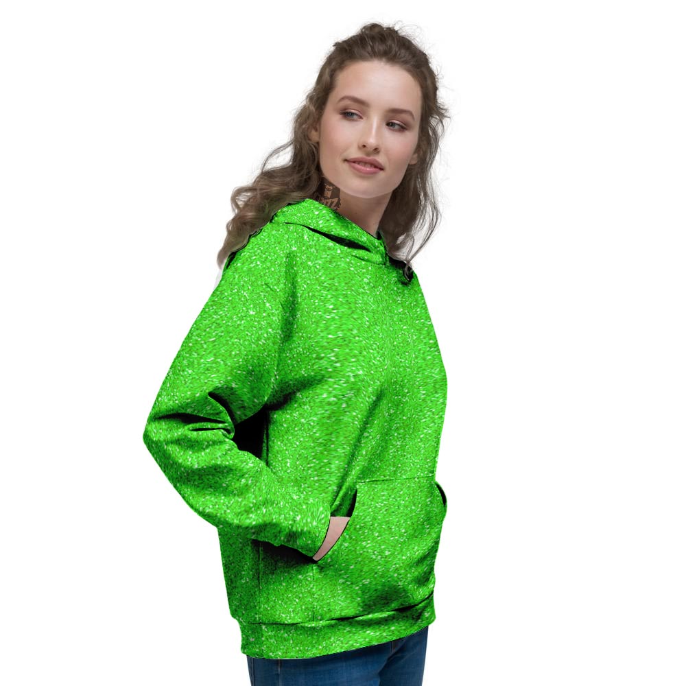 Green Neon Glitter Artwork Print Women's Hoodie-grizzshop