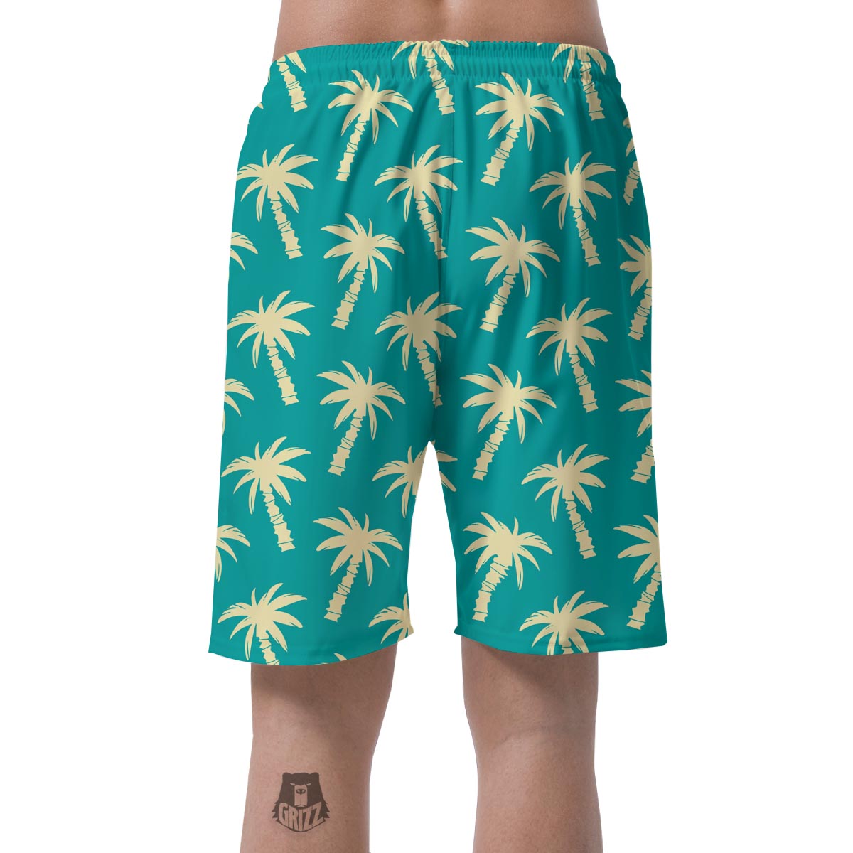 Green Palm Tree Hawaiin Print Men's Shorts-grizzshop