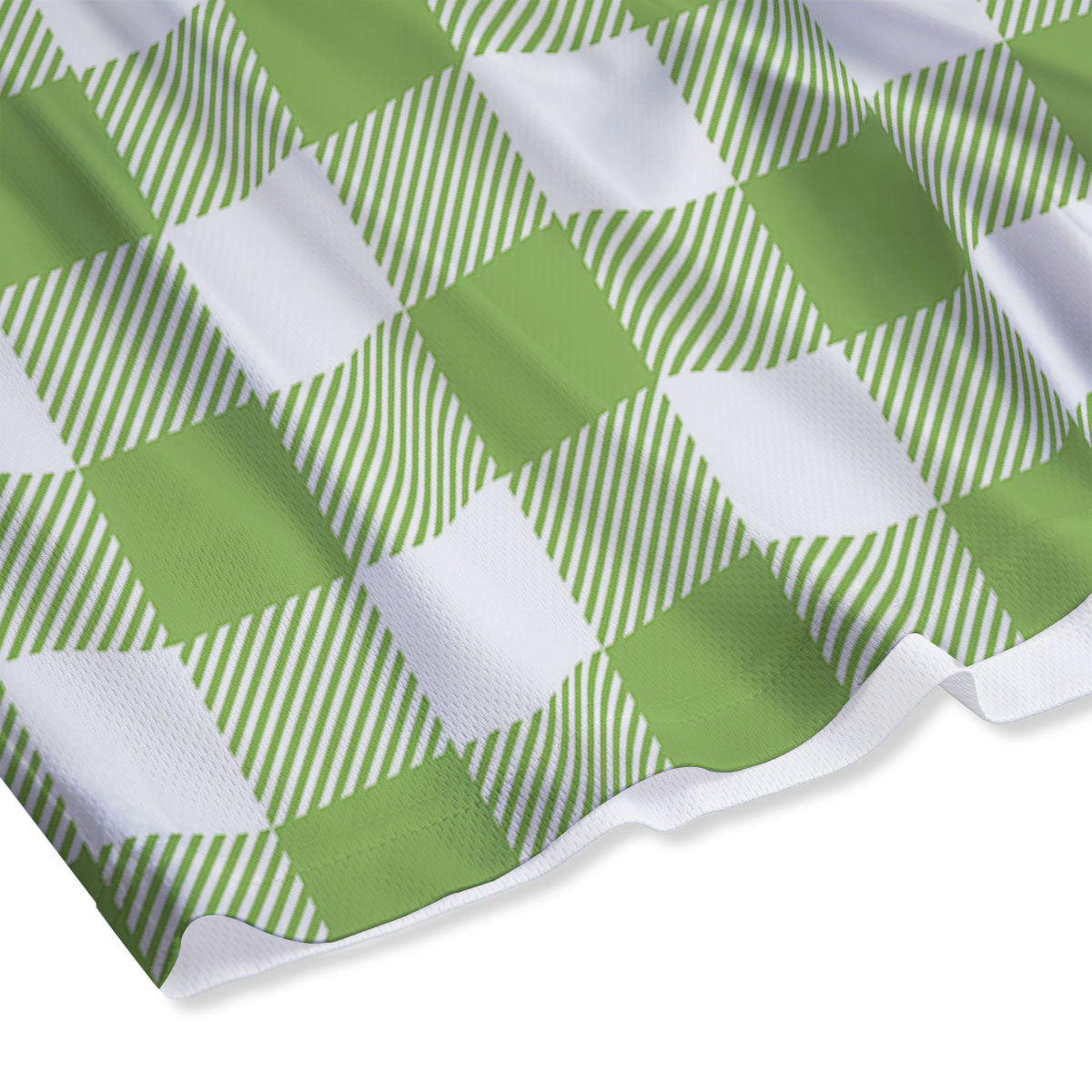 Green Pear And White Gingham Print Mesh Shorts