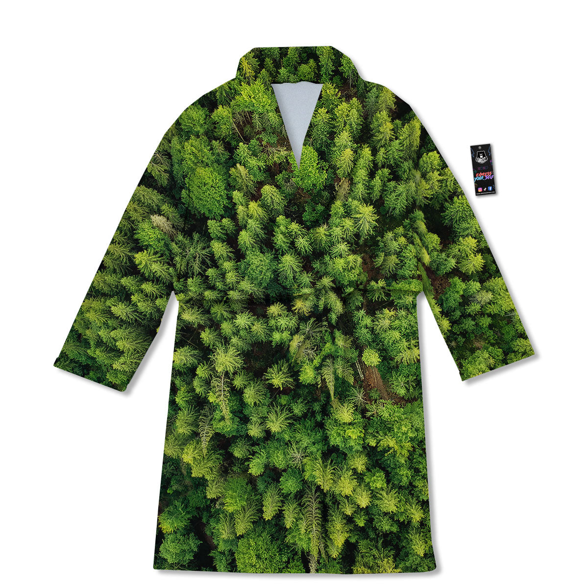 Green Pine Summer Forest Print Bathrobe-grizzshop