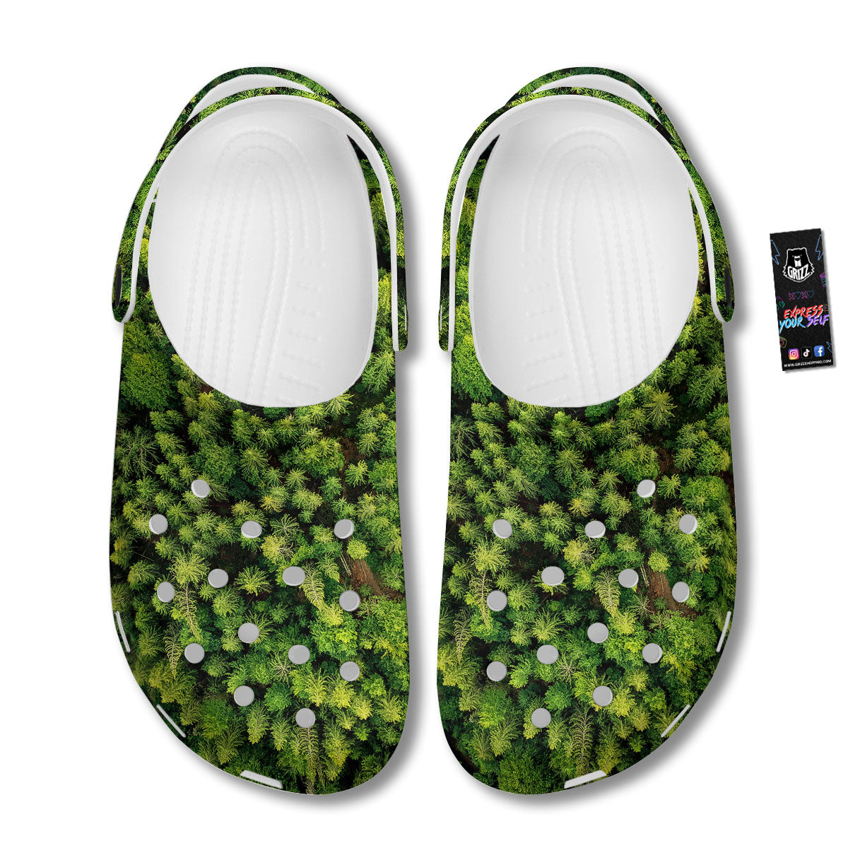 Green Pine Summer Forest Print Clog-grizzshop