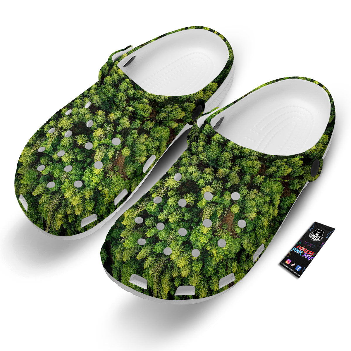 Green Pine Summer Forest Print Clog-grizzshop