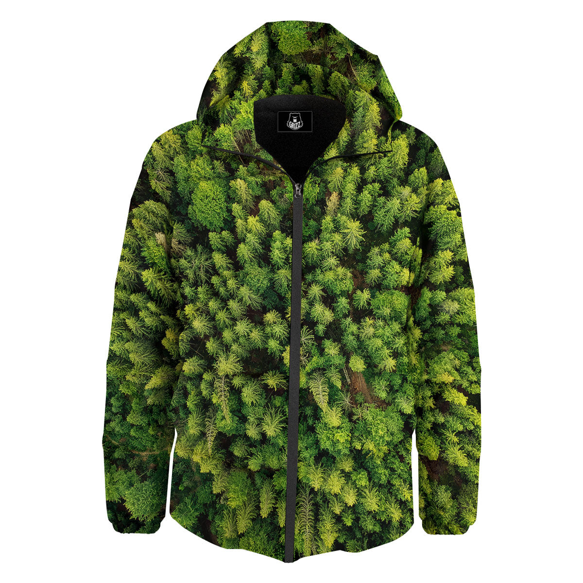 Green Pine Summer Forest Print Down Jacket-grizzshop