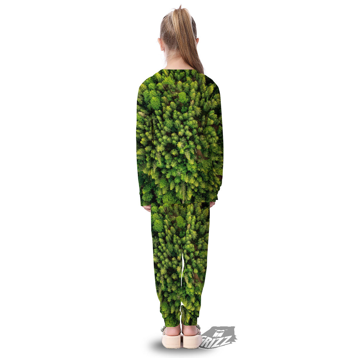 Green Pine Summer Forest Print Kid's Pajamas-grizzshop