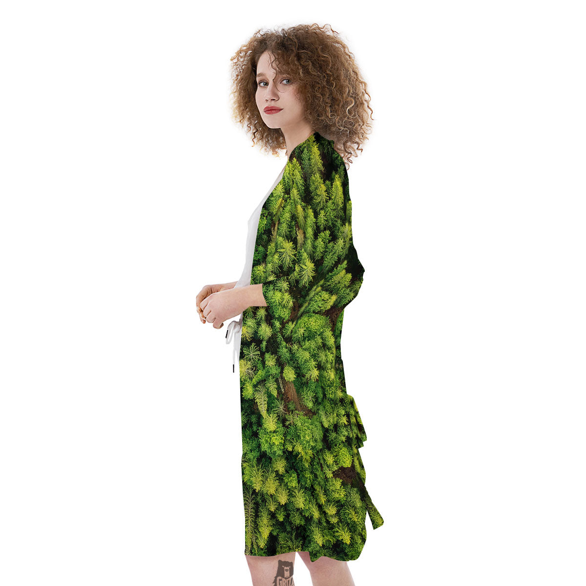 Green Pine Summer Forest Print Kimono-grizzshop