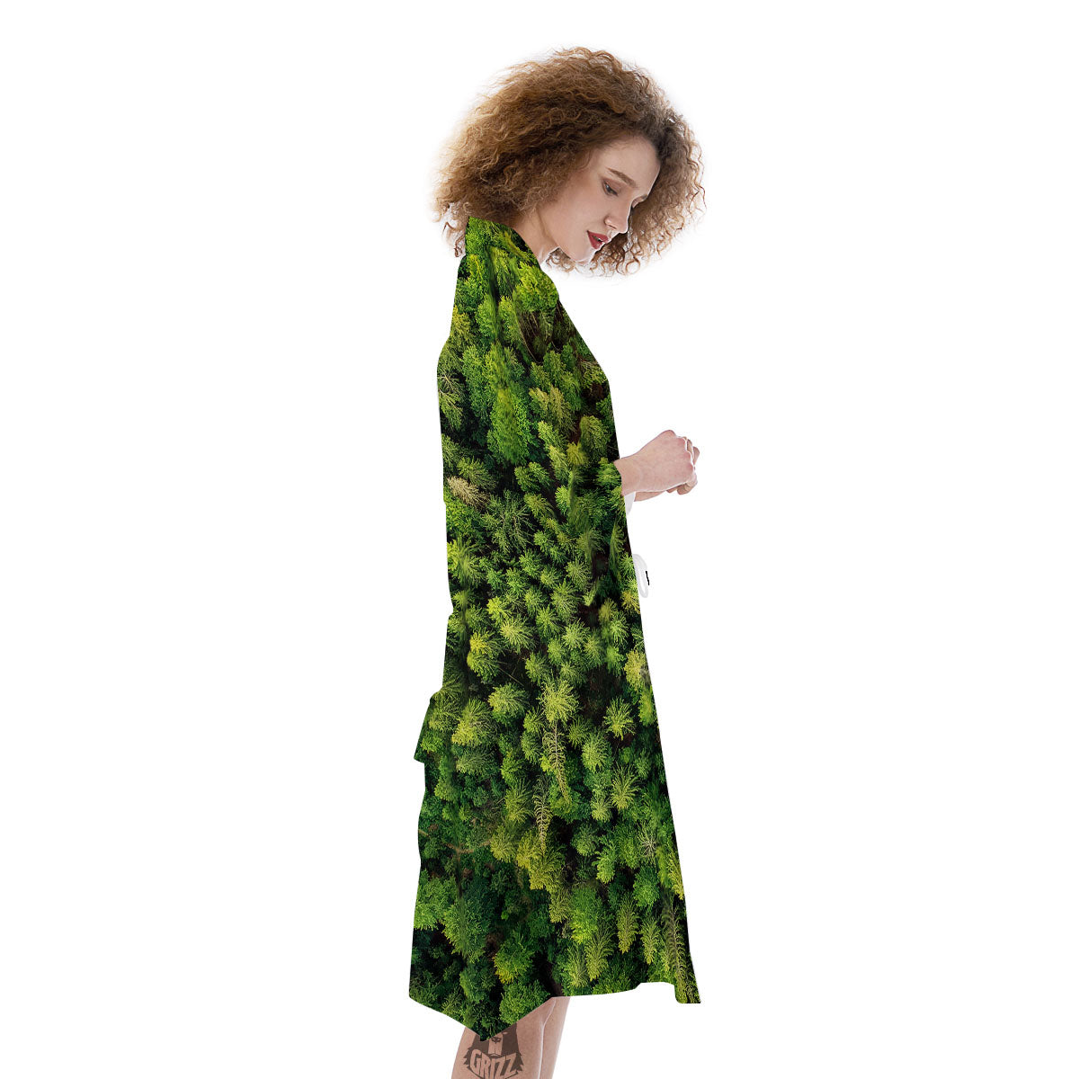 Green Pine Summer Forest Print Kimono-grizzshop