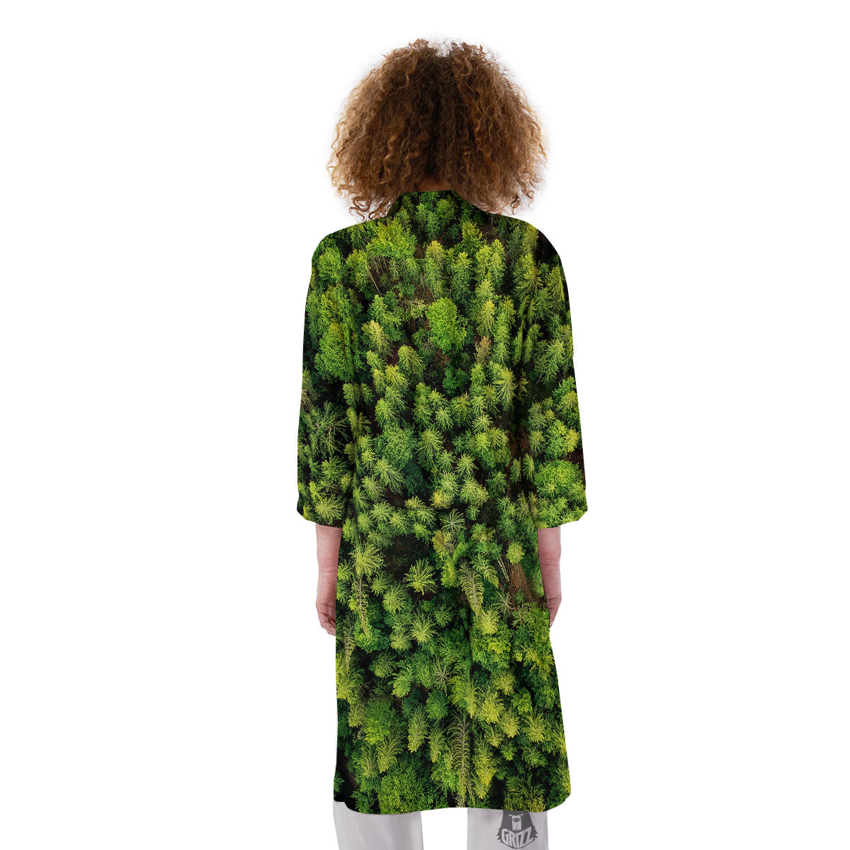 Green Pine Summer Forest Print Kimono-grizzshop
