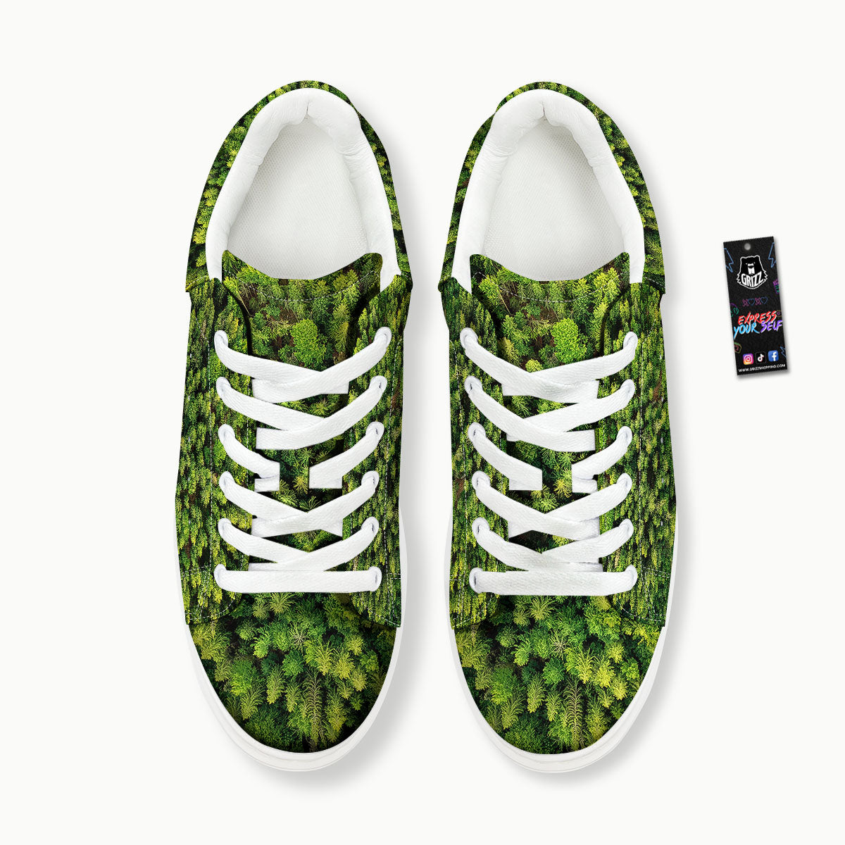 Green Pine Summer Forest Print Platform Shoes-grizzshop