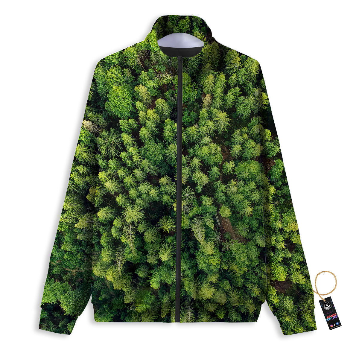 Green Pine Summer Forest Print Track Jacket-grizzshop