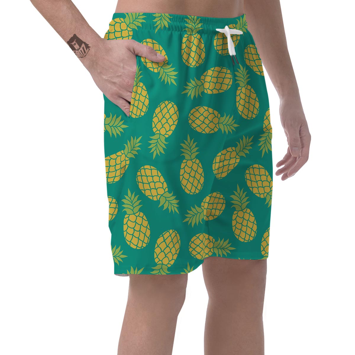 Green Pineapple Print Men's Shorts-grizzshop