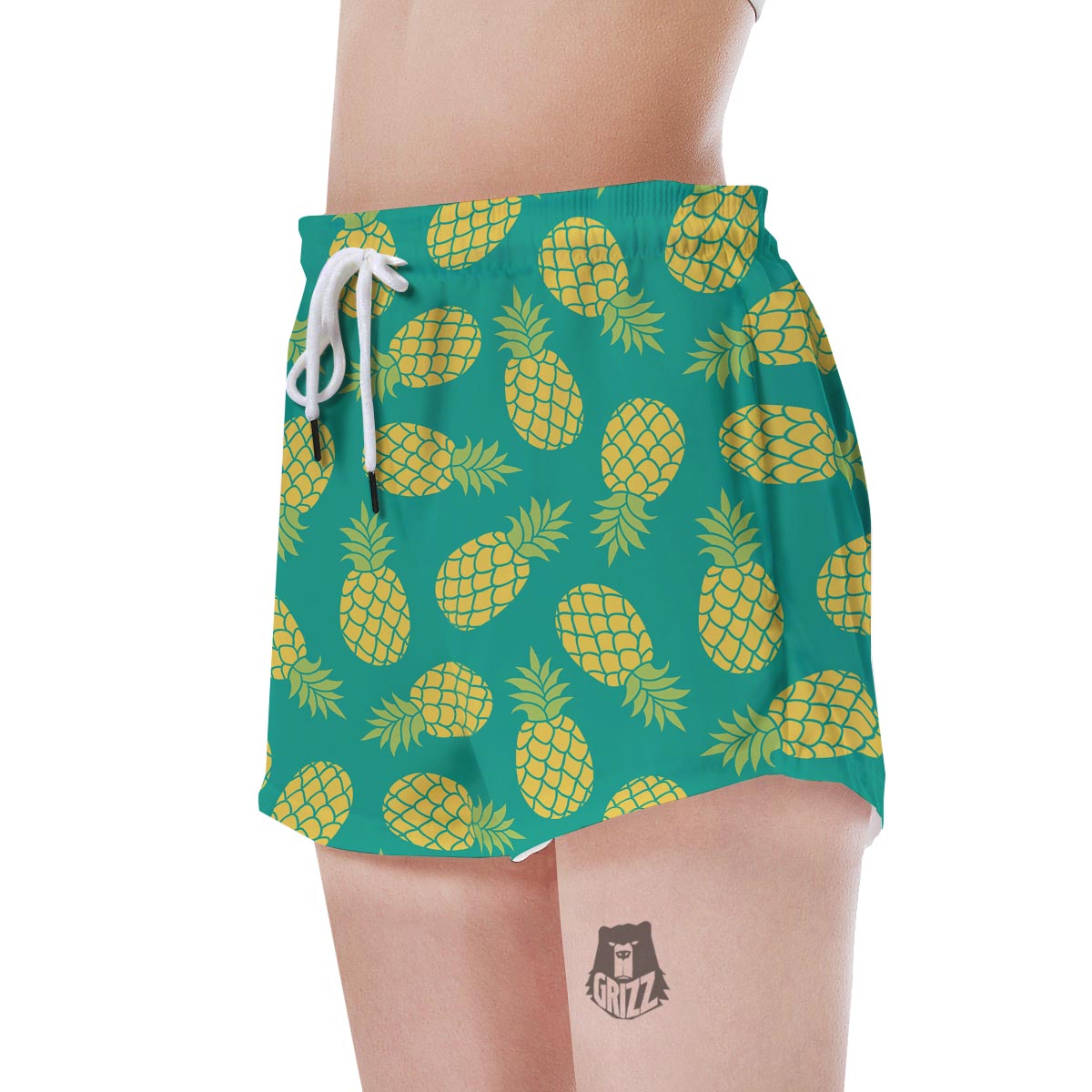 Green Pineapple Print Women's Shorts-grizzshop