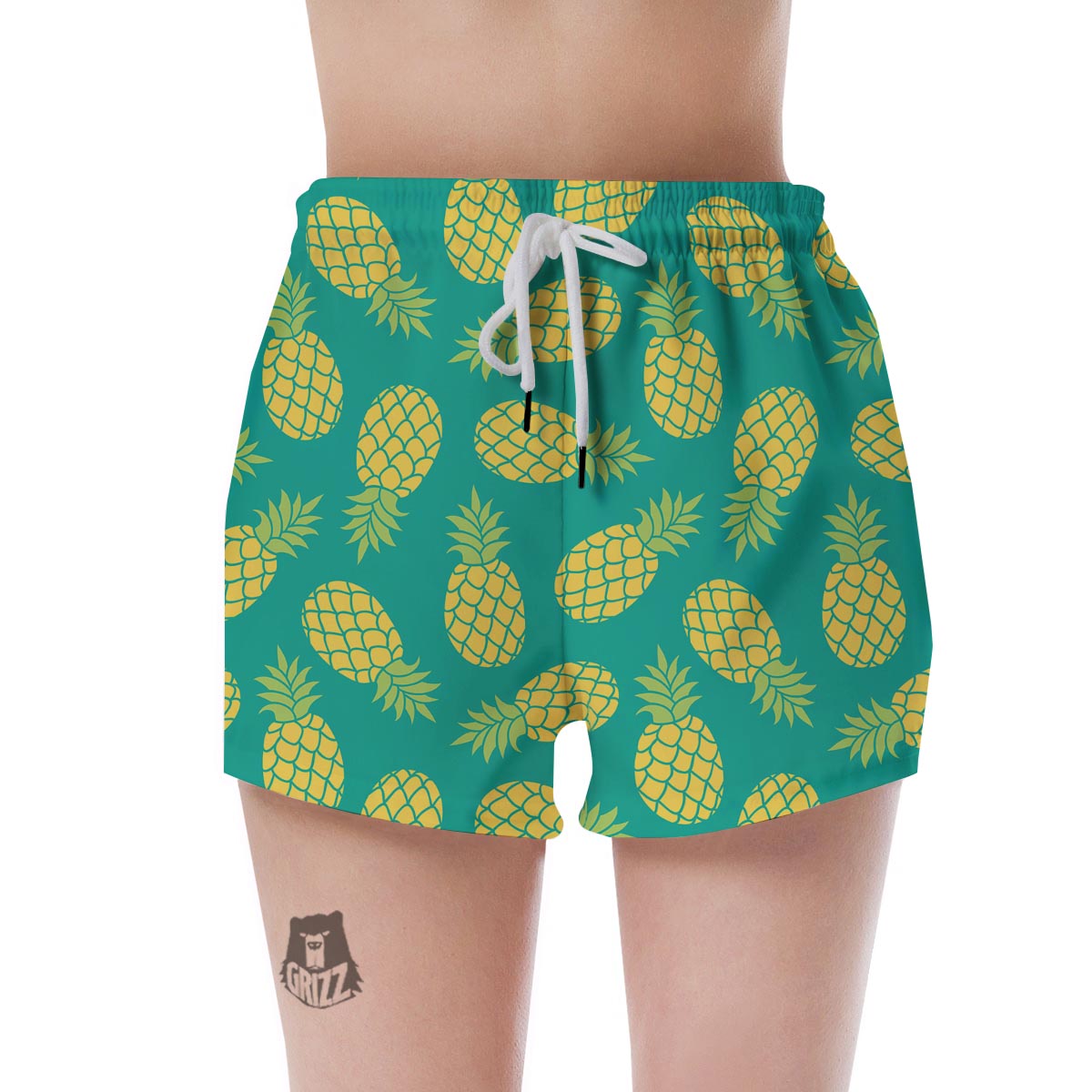 Green Pineapple Print Women's Shorts-grizzshop