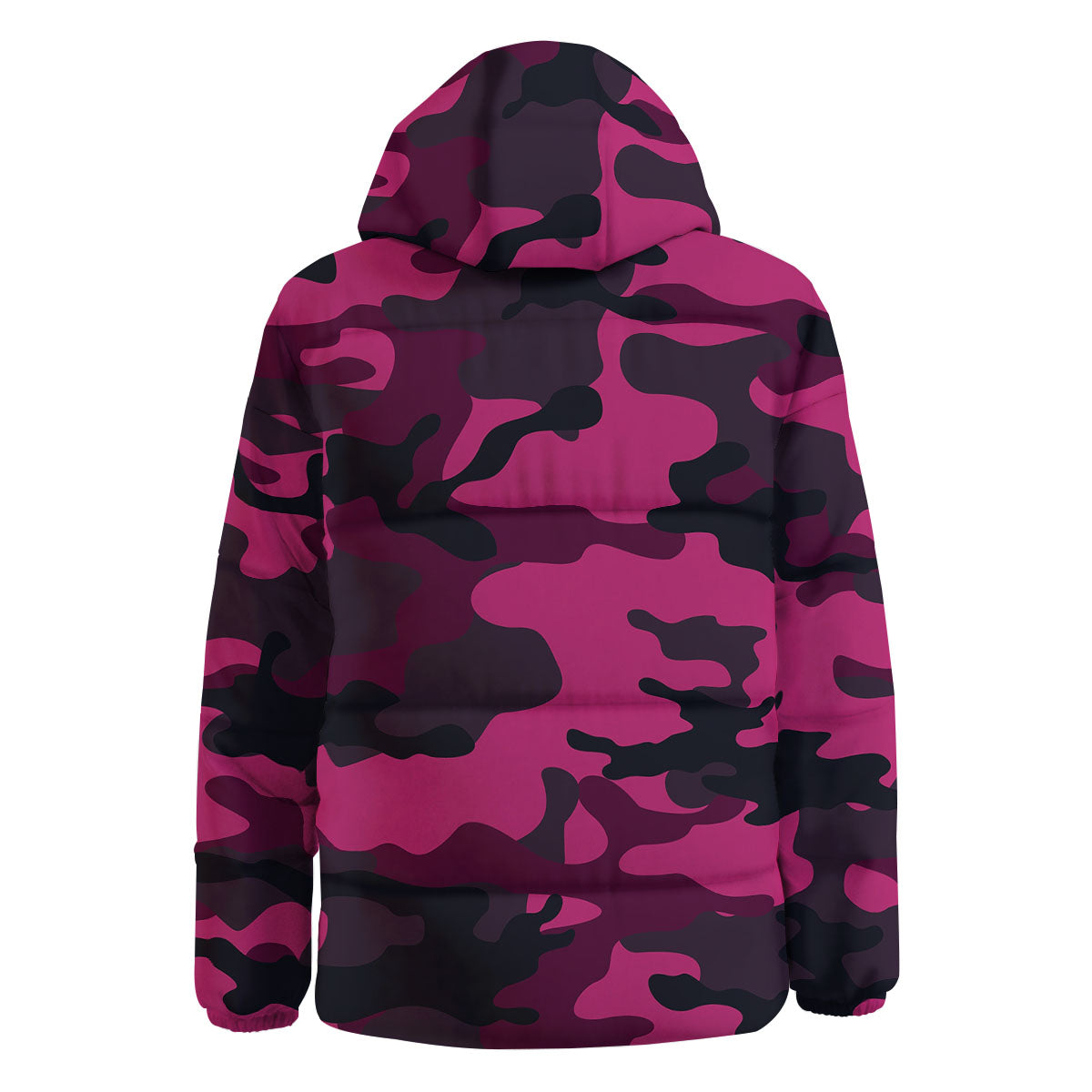 Green Pink And Black Camouflage Print Down Jacket-grizzshop