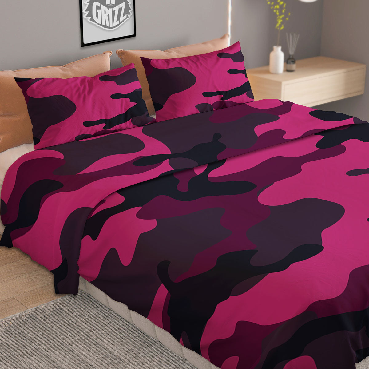 Gingham White And Violet Print Pattern Duvet Cover Bedding Set