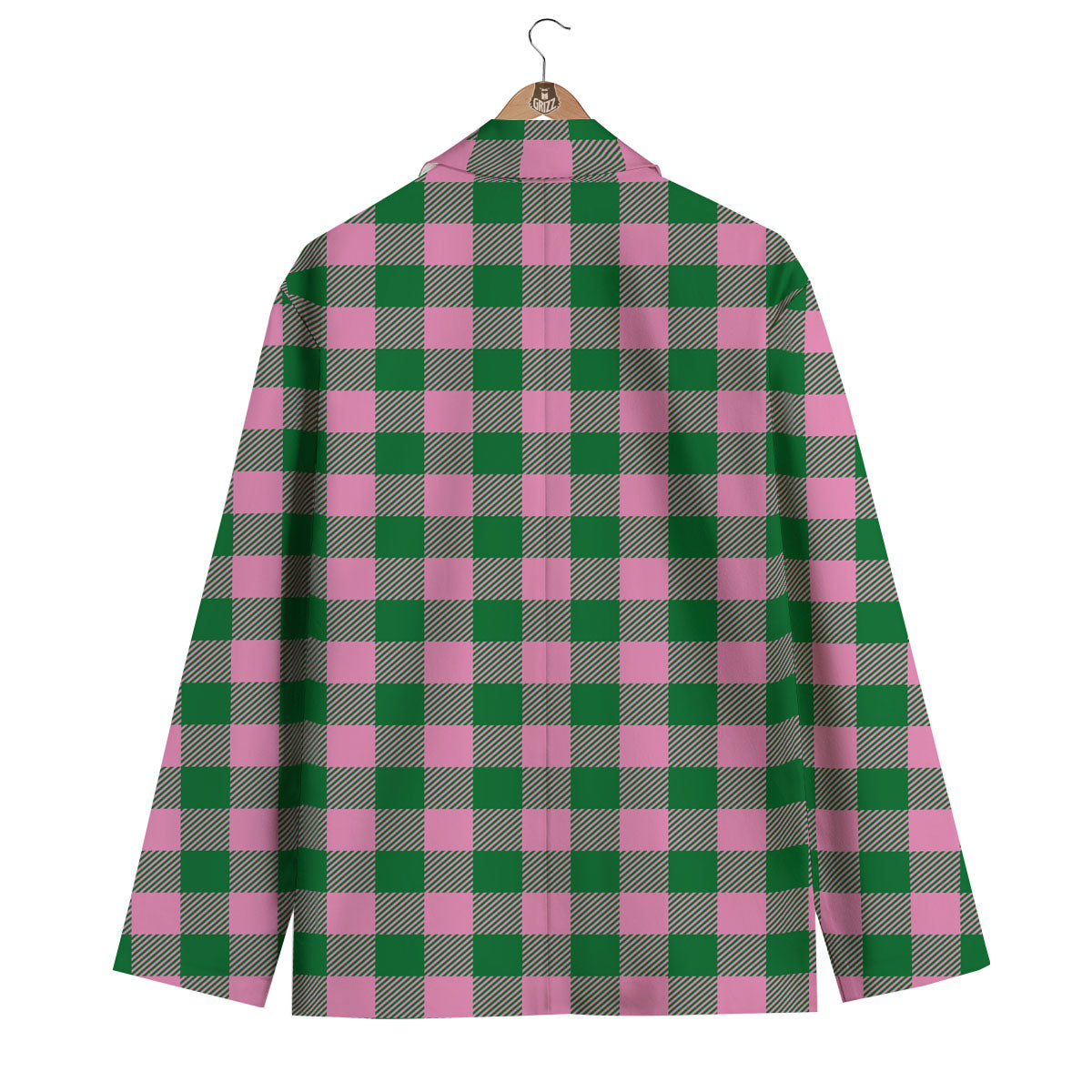 Green Pink And White Tartan Print Pattern Men's Blazer-grizzshop