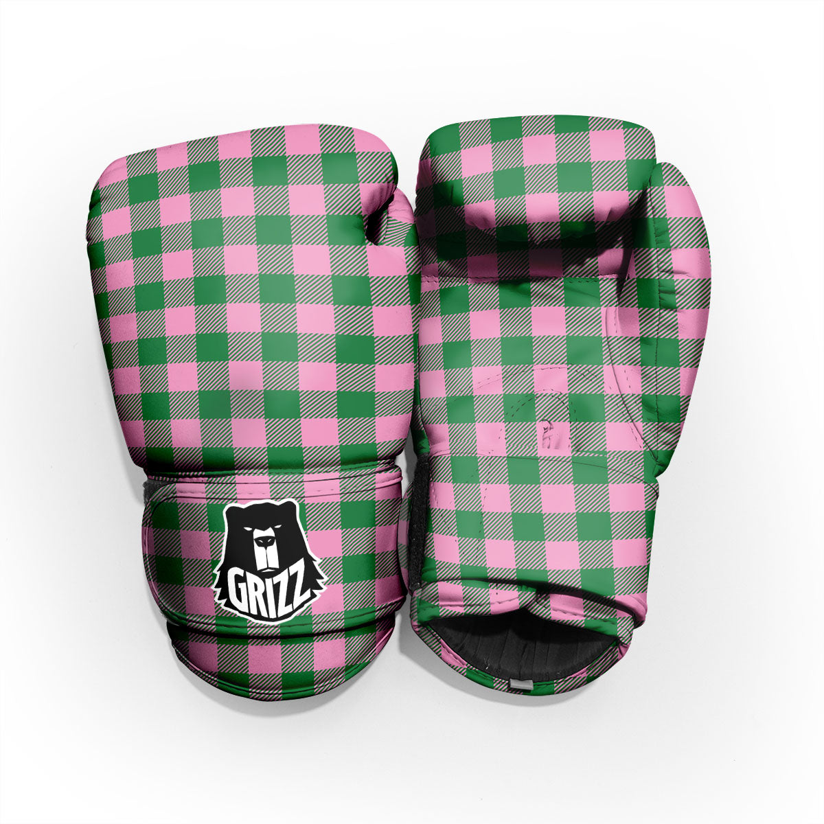 Green Pink And White Tartan Print Pattern Pro Boxing Glove