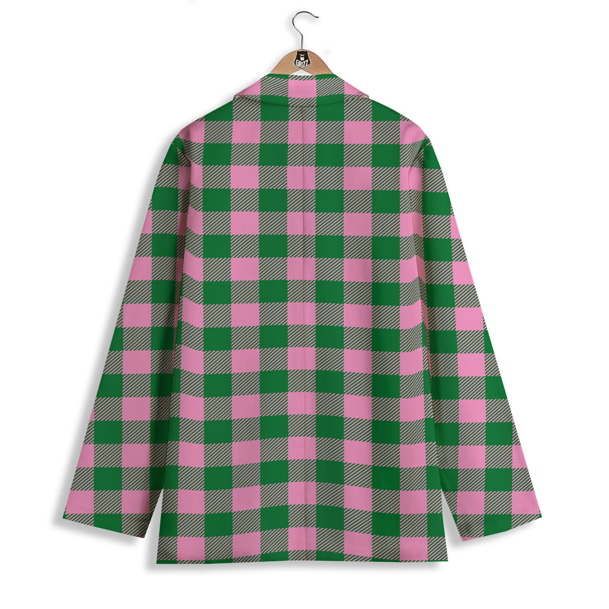 Green Pink And White Tartan Print Pattern Women's Blazer-grizzshop