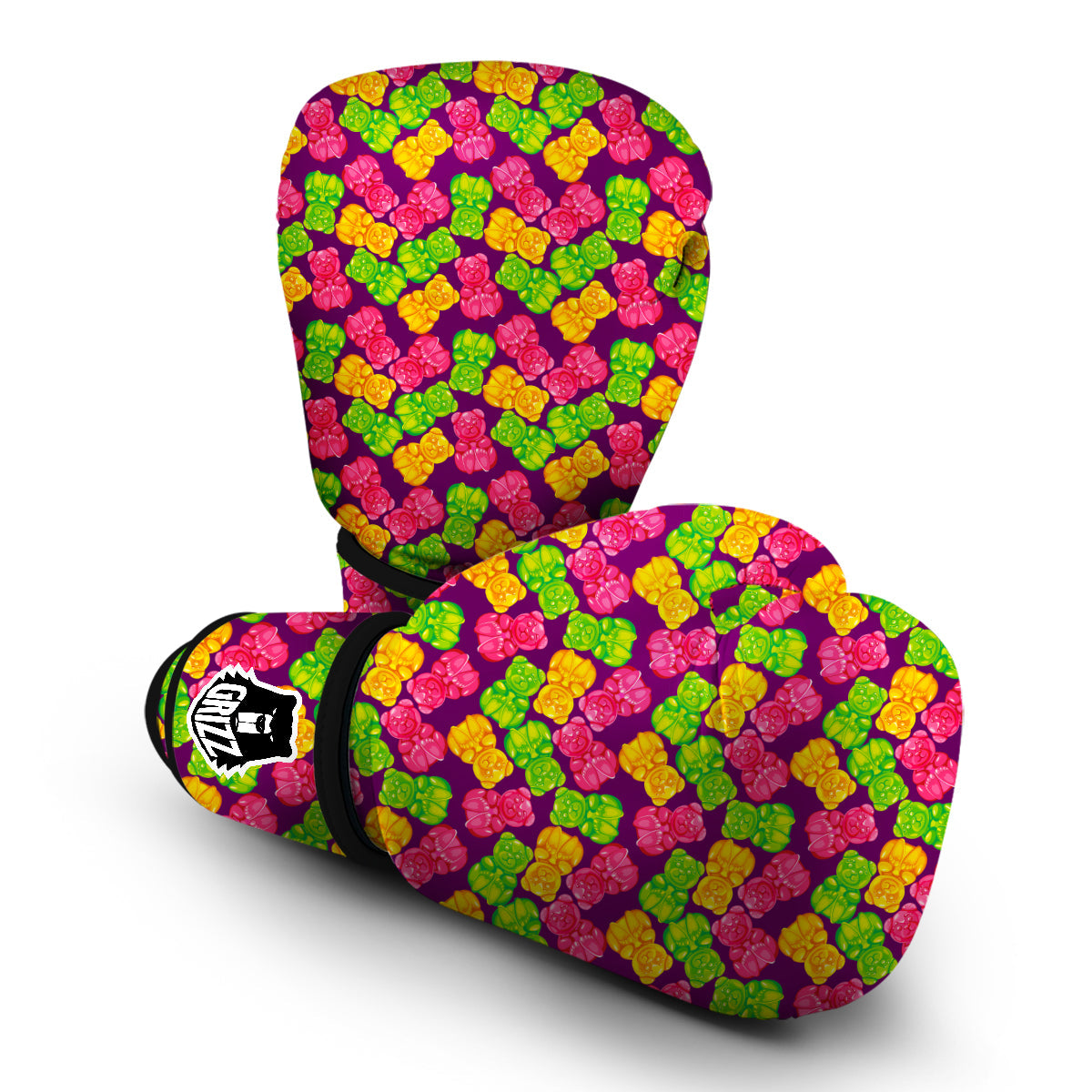 Green Pink And Yellow Gummy bear Print Pattern Boxing Gloves-grizzshop