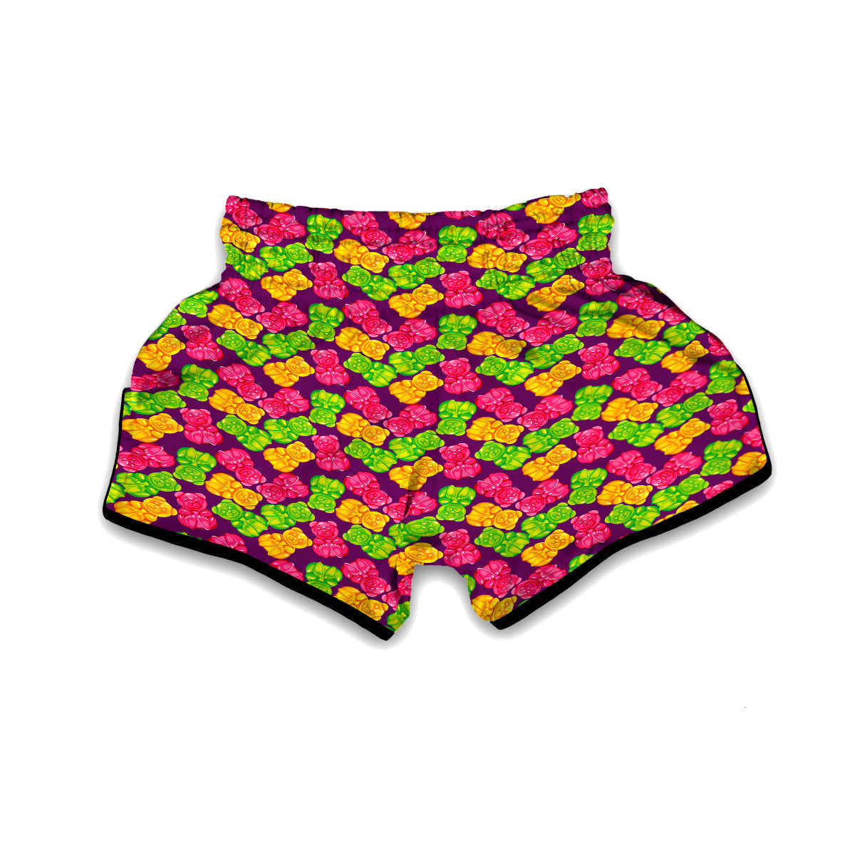 Green Pink And Yellow Gummy bear Print Pattern Muay Thai Boxing Shorts-grizzshop