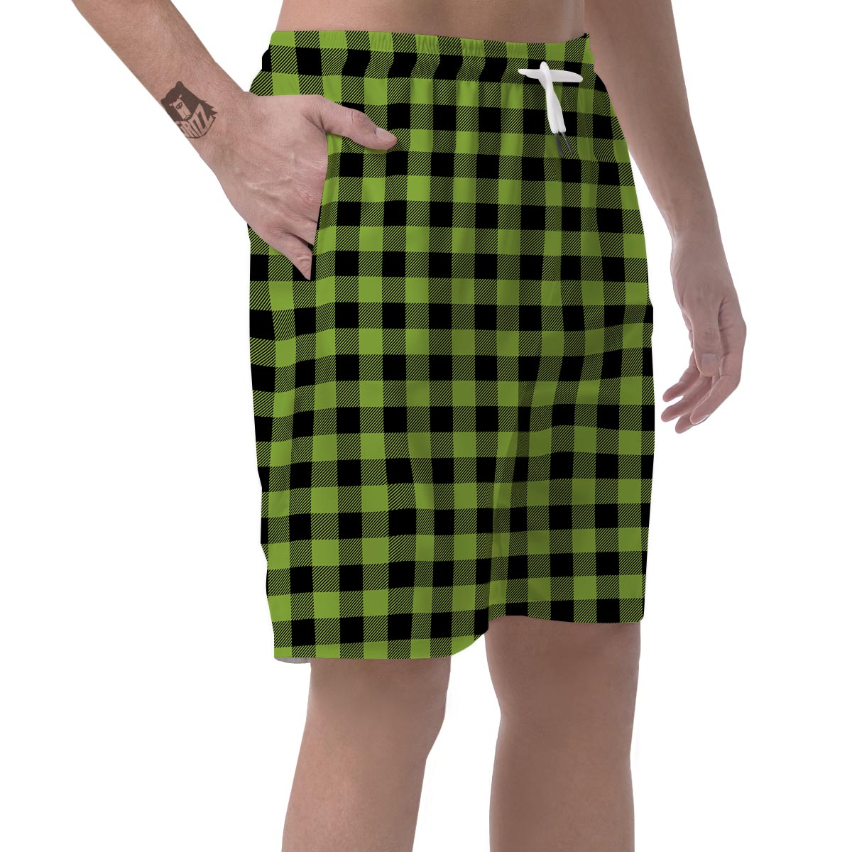 Green Plaid Men's Shorts-grizzshop