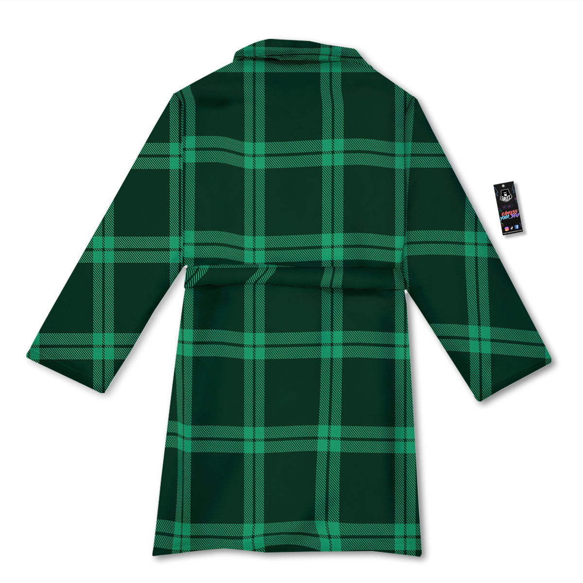 Green Plaid Print Bathrobe-grizzshop