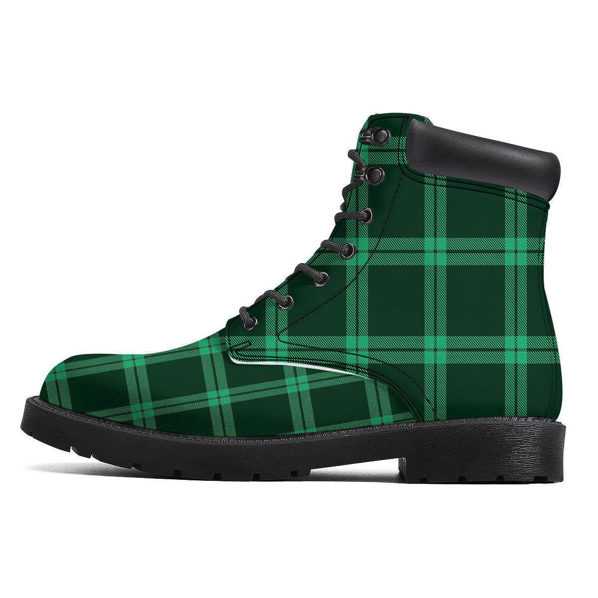 Green Plaid Print Boots-grizzshop