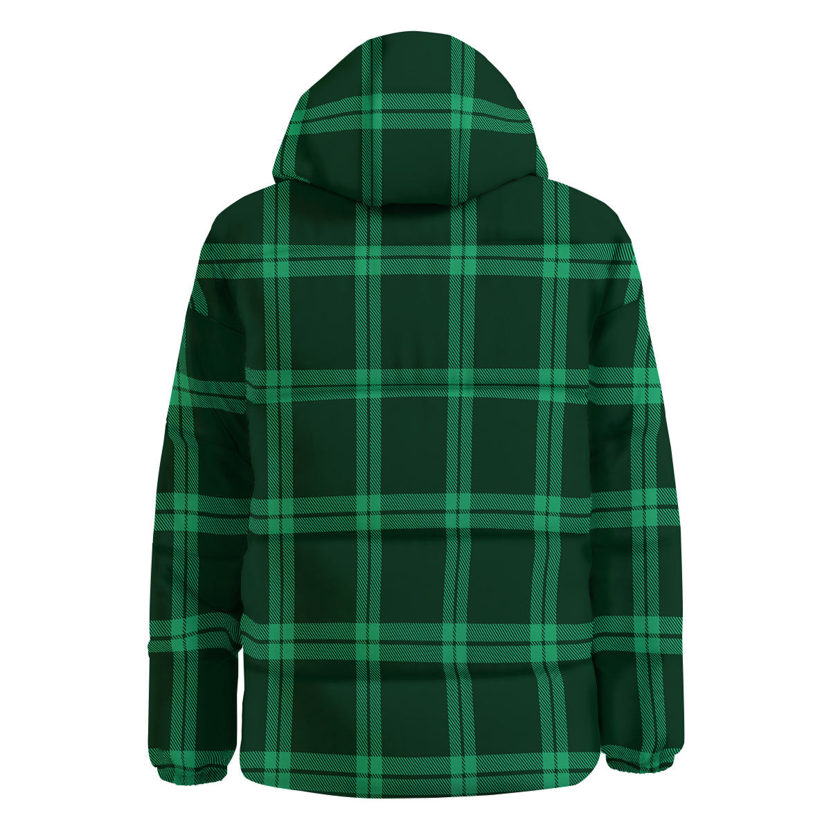 Green Plaid Print Down Jacket-grizzshop