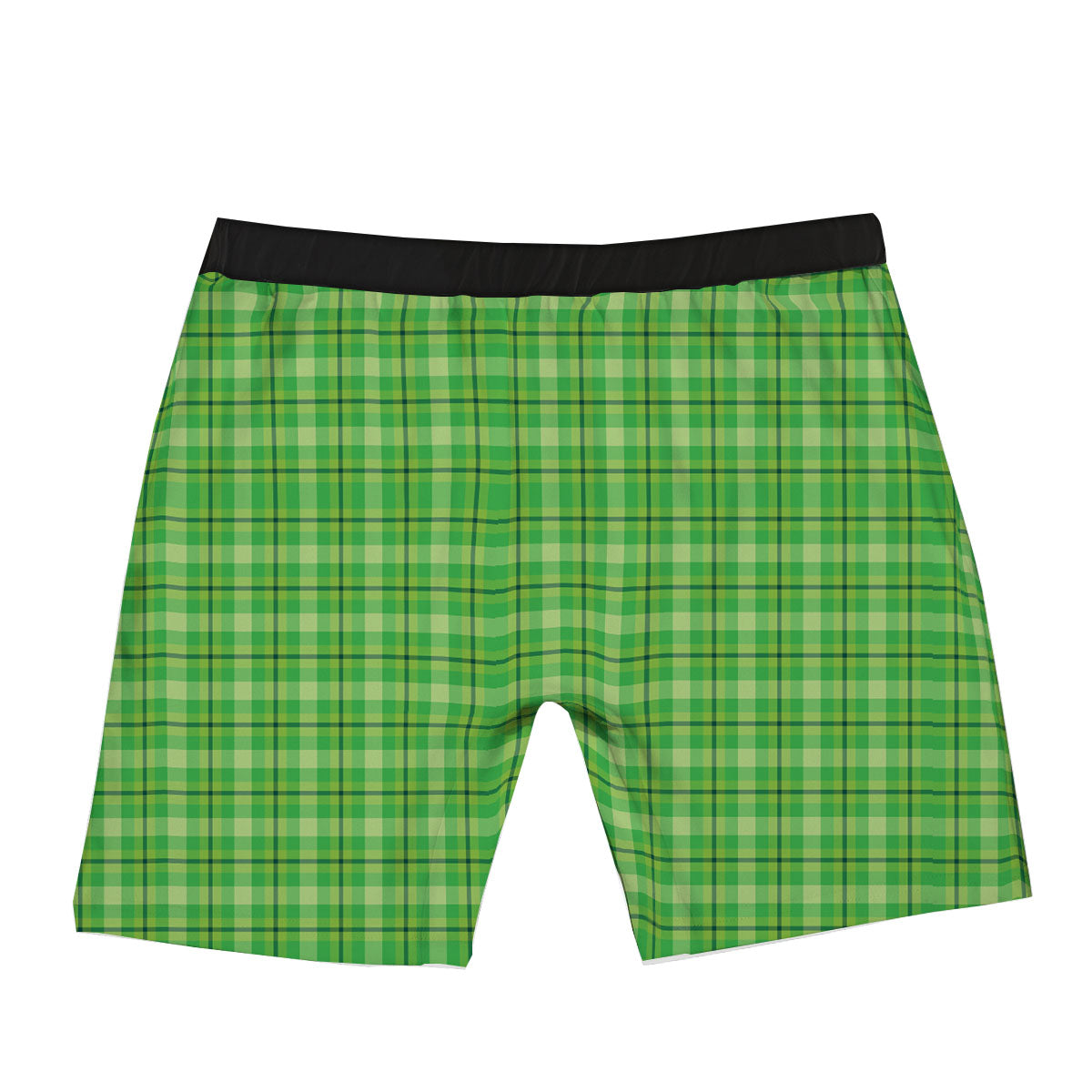 Green Plaid Shamrock Print Pattern Boxer Briefs-grizzshop